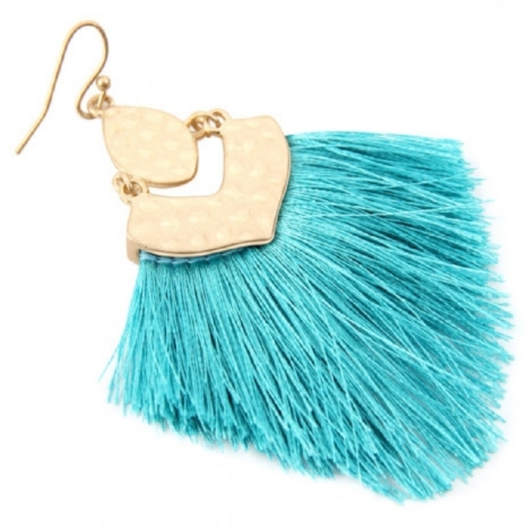 SALE PRICE | Turquoise Fringe Drop Earrings - Picture 2 of 2
